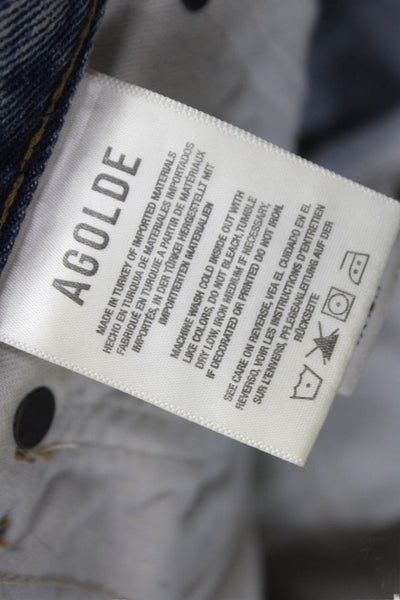 Agolde Women Straight High Rise Blue Jeans 28 Inseam 100% Cotton Size 24