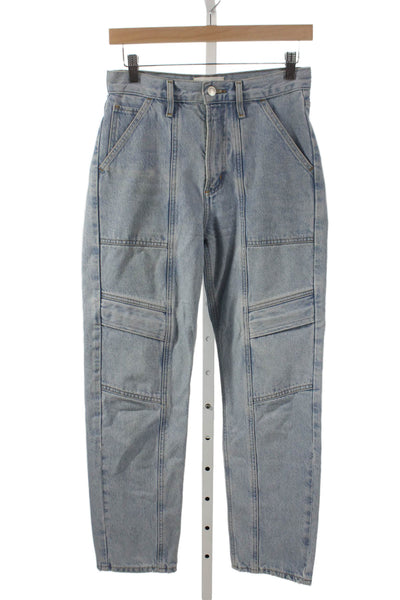 Agolde Women Straight Jeans Blue Cotton Mid Rise Button Fly Size 24