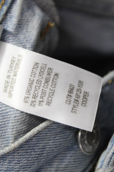 Agolde Women Straight Jeans Blue Cotton Mid Rise Button Fly Size 24