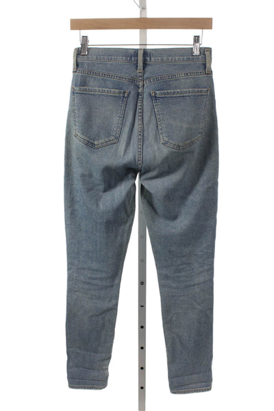 Agolde Womens Blue Tapered Jeans Mid Rise Cotton Button Size 24