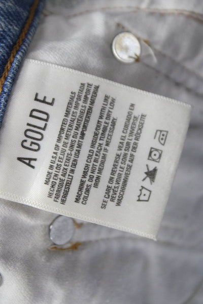 Agolde Womens Blue Tapered Jeans Mid Rise Cotton Button Size 24