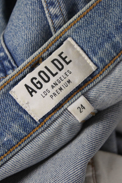 Agolde Womens Blue Tapered Jeans Mid Rise Cotton Button Size 24