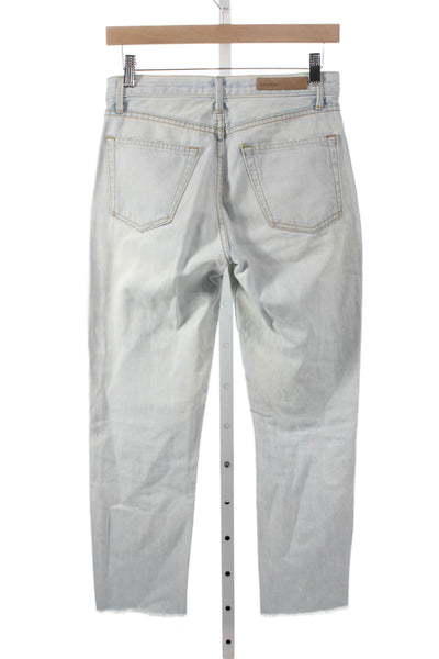 Grlfrnd Womens Boyfriend Jeans Blue 100% Cotton Mid Rise Button Size 24