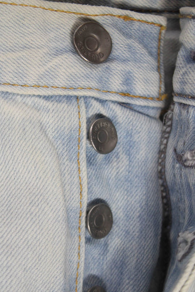 Grlfrnd Womens Boyfriend Jeans Blue 100% Cotton Mid Rise Button Size 24