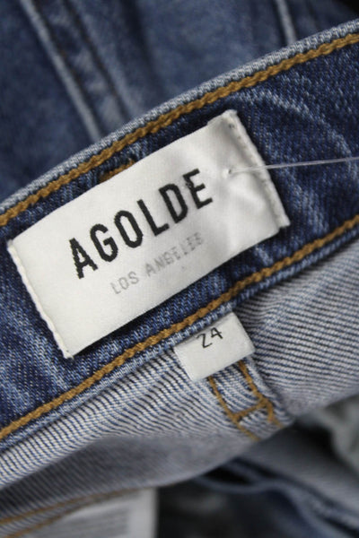 Agolde Women Tapered Jeans Blue Low Rise Size 24