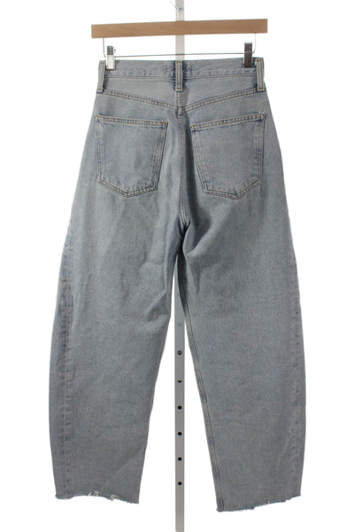 Agolde Women Wide-Leg High Rise Blue Jeans Button 28 Inseam Size 24