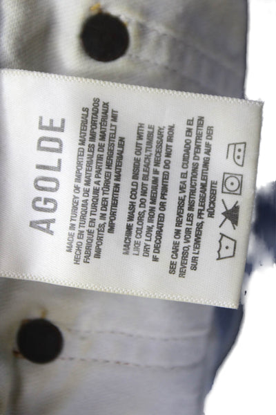 Agolde Women Wide-Leg High Rise Blue Jeans Button 28 Inseam Size 24