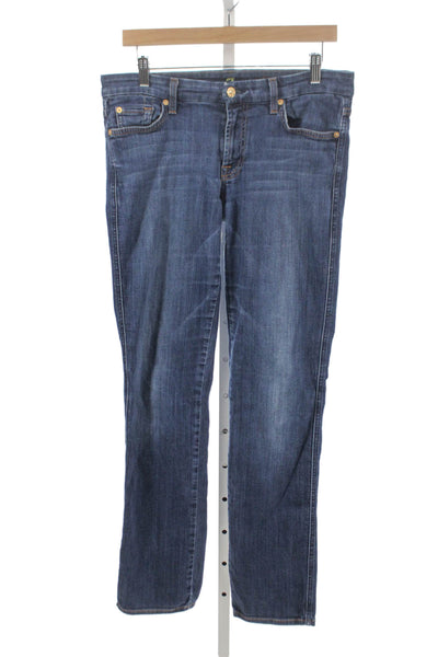 7 For All Mankind Womens Straight Jeans High Waist Blue Size 30