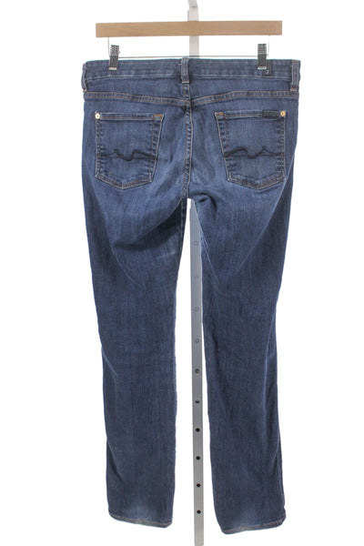 7 For All Mankind Womens Straight Jeans High Waist Blue Size 30