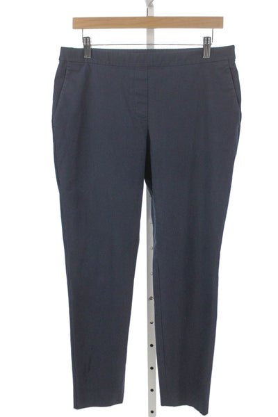 Theory Women Dress Pants Blue Cotton Pull On Solid Size 10