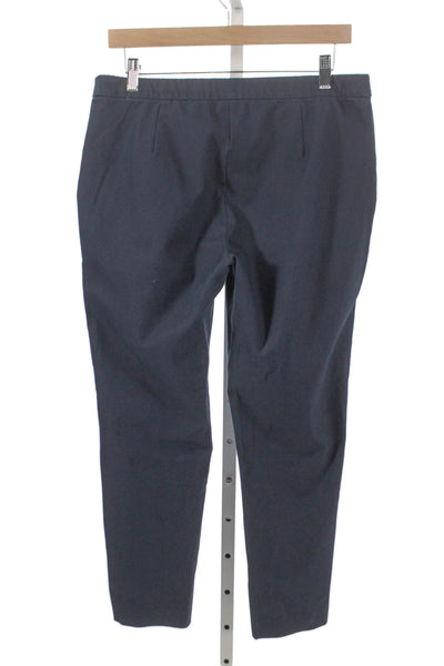 Theory Women Dress Pants Blue Cotton Pull On Solid Size 10
