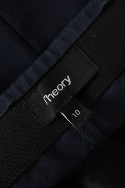 Theory Women Dress Pants Blue Cotton Pull On Solid Size 10
