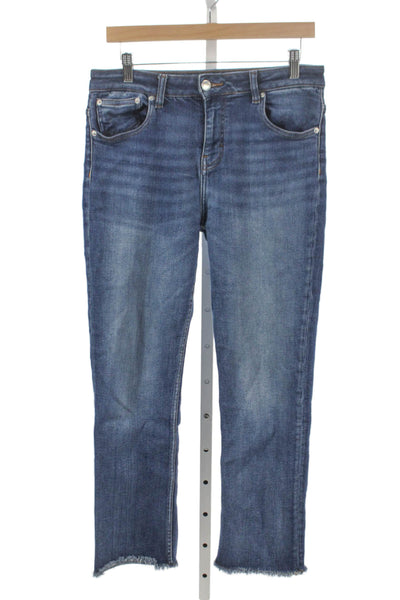 Maje Women Straight High Waist Blue Cotton Jeans Size 30