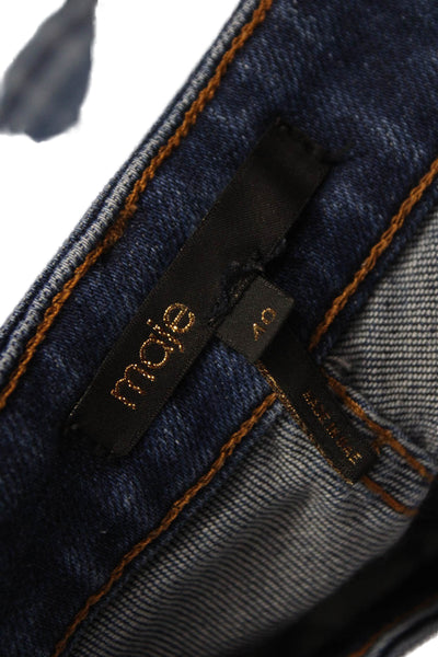 Maje Women Straight High Waist Blue Cotton Jeans Size 30