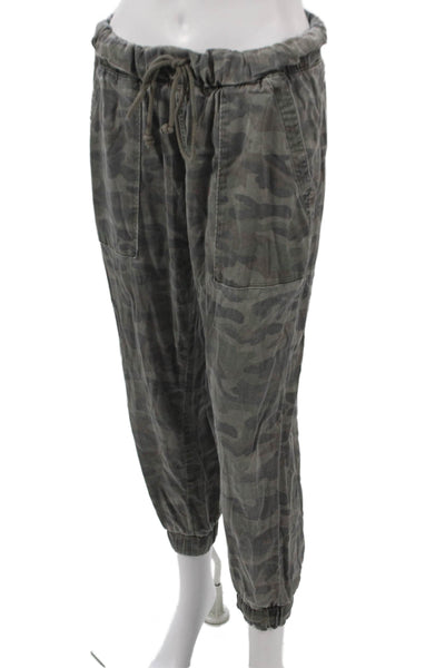 Cloth & Stone Women Green Camo Tencel Jogger Pants Drawstring Size M