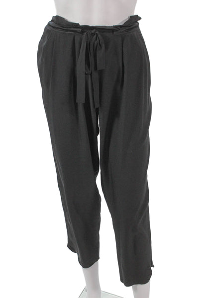 Ramy Brook Women Paperbag Silk Pants Black Size L