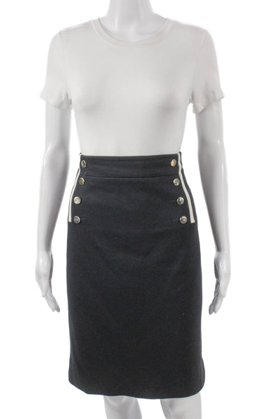 Karen Millen Women Straight Pencil Skirt Gray Cotton Knee Length Zip Size 12