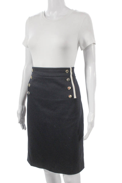 Karen Millen Women Straight Pencil Skirt Gray Cotton Knee Length Zip Size 12