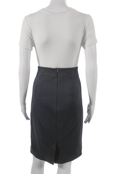 Karen Millen Women Straight Pencil Skirt Gray Cotton Knee Length Zip Size 12