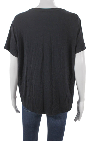 Karen Millen Women Black Animal Print Viscose T-Shirt Short Sleeve Size 10