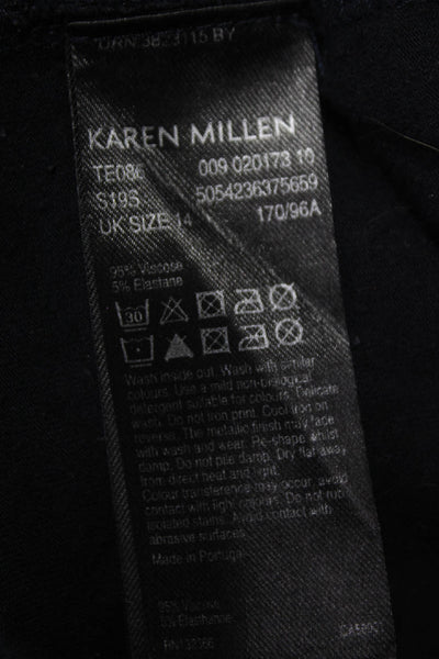 Karen Millen Women Black Animal Print Viscose T-Shirt Short Sleeve Size 10