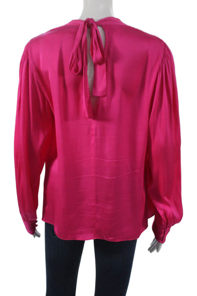 Milly Womens Silk V-Neck Long Sleeve Tie Blouse Basic Pink Size 10