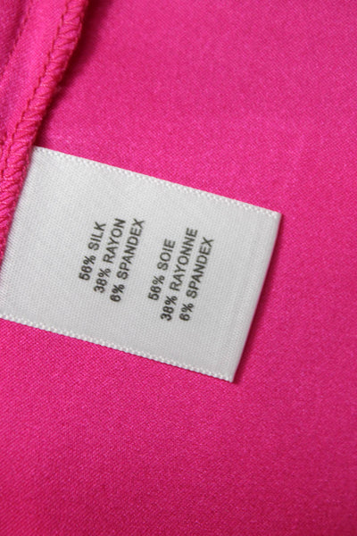 Milly Womens Silk V-Neck Long Sleeve Tie Blouse Basic Pink Size 10