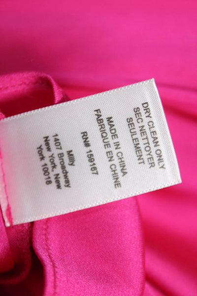 Milly Womens Silk V-Neck Long Sleeve Tie Blouse Basic Pink Size 10
