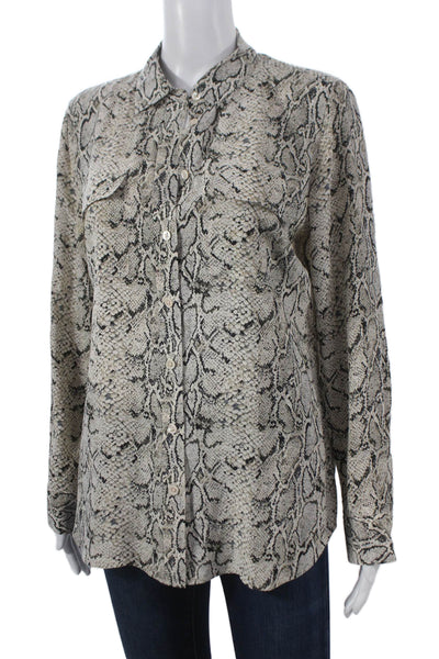Equipment Femme Women Silk Animal Print Button-Up Long Sleeve Size M