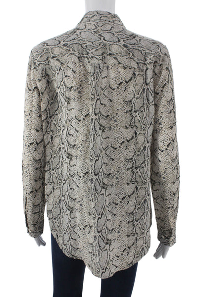 Equipment Femme Women Silk Animal Print Button-Up Long Sleeve Size M