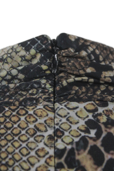 Elie Tahari Women Animal Print High Neck Long Sleeve Blouse Multicolor Size S