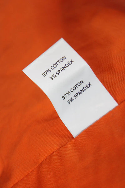 Ramy Brook Womens Cropped Blouse Orange Square Neck Short Sleeve Size M