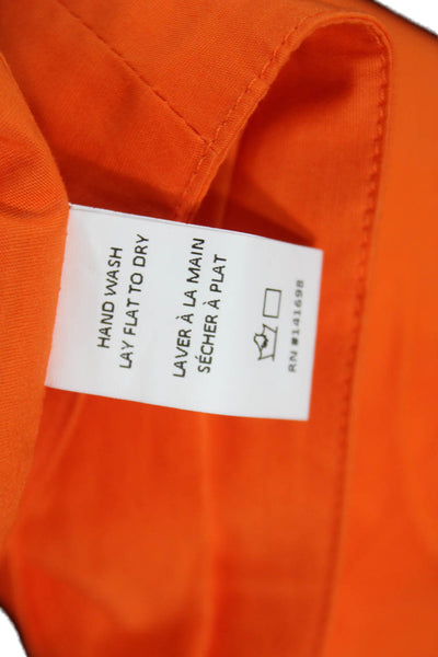 Ramy Brook Womens Cropped Blouse Orange Square Neck Short Sleeve Size M