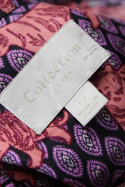 J Crew Collection Women Silk Animal Print Collared Button Up Multicolor Size 12