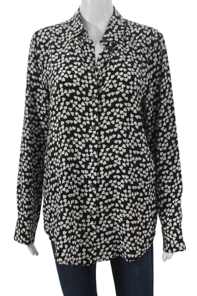 Equipment Femme Womens Silk Collared Geometric Button-Up Long Sleeve Size M