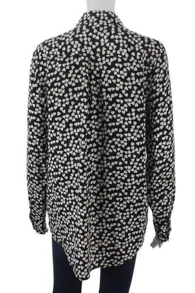 Equipment Femme Womens Silk Collared Geometric Button-Up Long Sleeve Size M