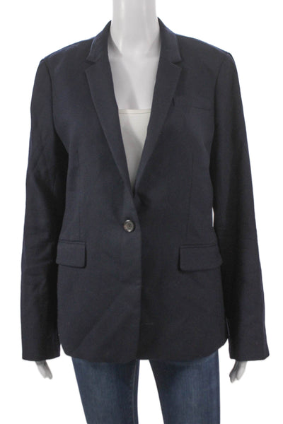 J Crew Women Blue Wool Button Blazer Size 12