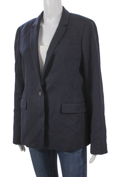 J Crew Women Blue Wool Button Blazer Size 12