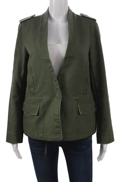 Zadig & Voltaire Womens Green Military Jacket Cotton Button Long Sleeve Size M