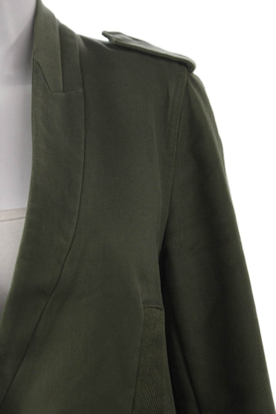 Zadig & Voltaire Womens Green Military Jacket Cotton Button Long Sleeve Size M