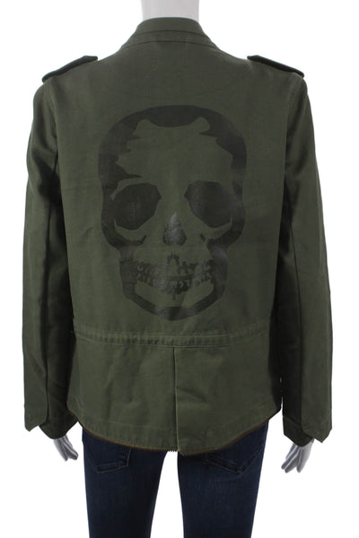Zadig & Voltaire Womens Green Military Jacket Cotton Button Long Sleeve Size M