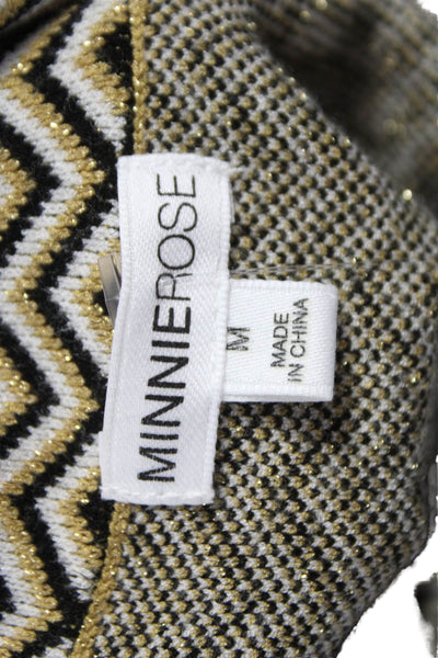 Minnie Rose Womens Black Sleeveless Mock Neck Geometric Viscose Tank Size M
