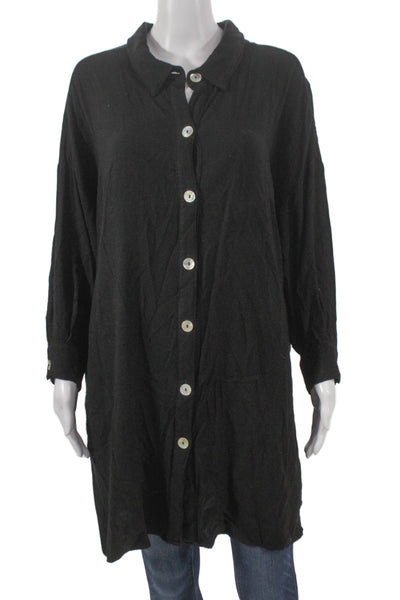 Electric & Rose Womens Shirt Dress Black Rayon Blend Long Sleeve Size XS