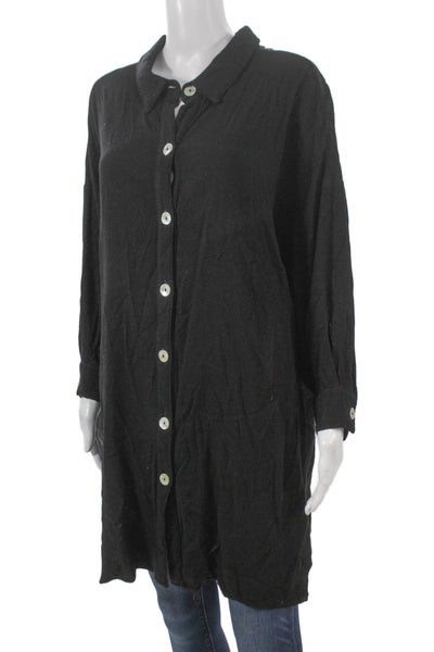 Electric & Rose Womens Shirt Dress Black Rayon Blend Long Sleeve Size XS