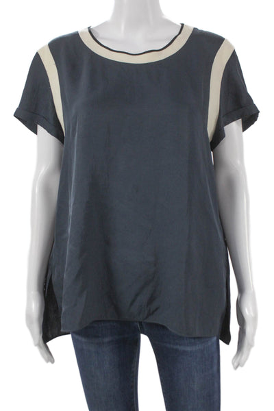 Rag & Bone Women Colorblock Tunic Blouse Blue Short Sleeve Size M