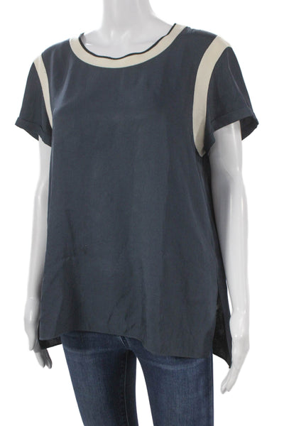 Rag & Bone Women Colorblock Tunic Blouse Blue Short Sleeve Size M