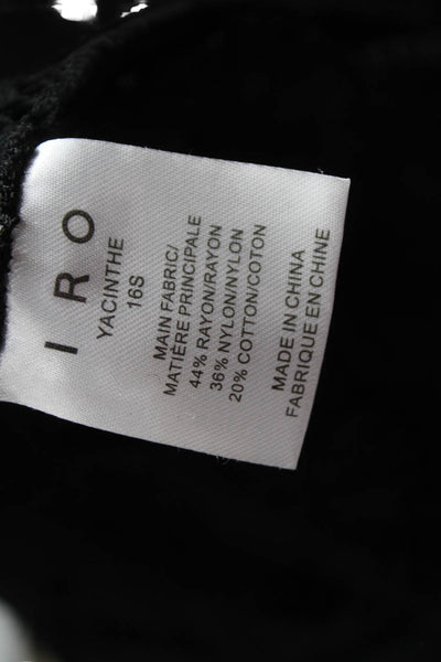 IRO Womens Black Floral Basic Blouse Round Neck 3/4 Sleeve Size 36
