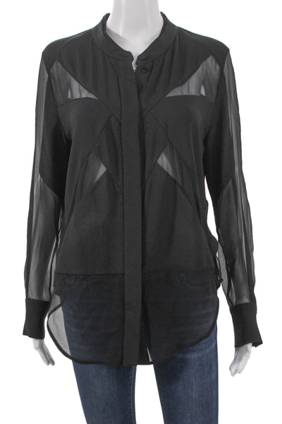 IRO Women Tunic Black Collared Long Sleeve Polyester Size 40
