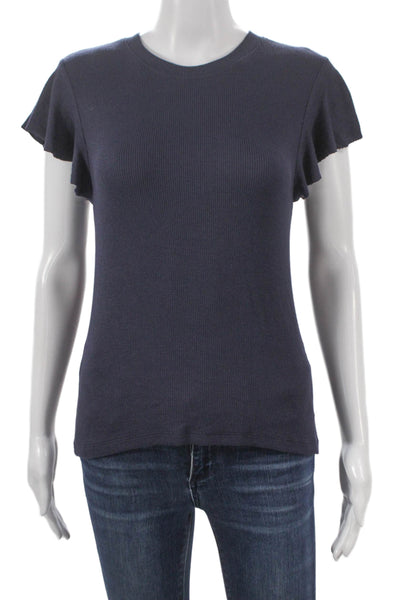 Goldie Women Modal Basic Short Sleeve Crew Neck T-Shirt Blue Size M