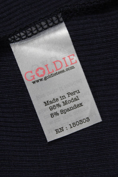 Goldie Women Modal Basic Short Sleeve Crew Neck T-Shirt Blue Size M